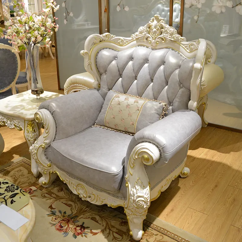 luxury French style living room furniture leather sofa sets