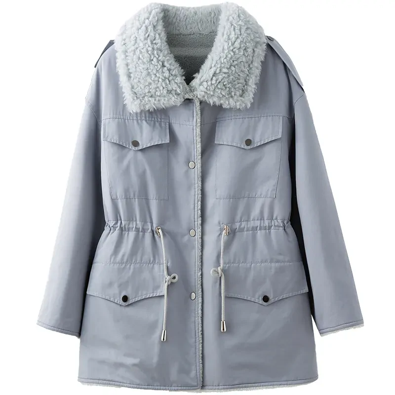 Female Real Fur Coat Genuine Leather Jacket Korean Autumn Winter Coat Women Clothes 2020 Sheepskin Double-side Wear Tops ZT4275