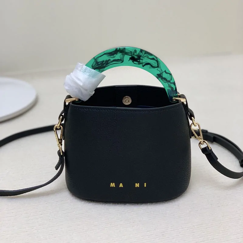 Luxury Brand Genuine Leather Women's Shoulder Bags Cowhide Mani Bucket Bag Purses and Handbags Designer Female Crsossbody Bag