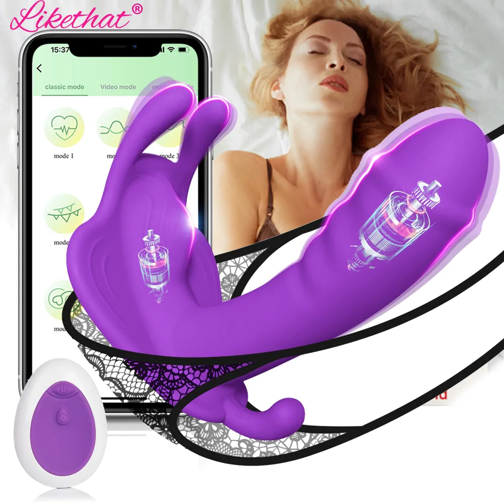 Bluetooth APP Dildo Vibrator G Spot Clitoris Stimulator Butterfly Vibrating Panties Erotic Sex Toys for Women Orgasm Masturbator