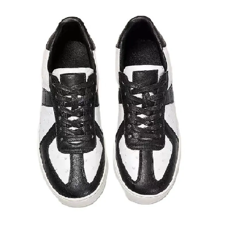 new arrival Fashion Ostrich skin causal shoes men,male Genuine leather White Sneaker PDD60
