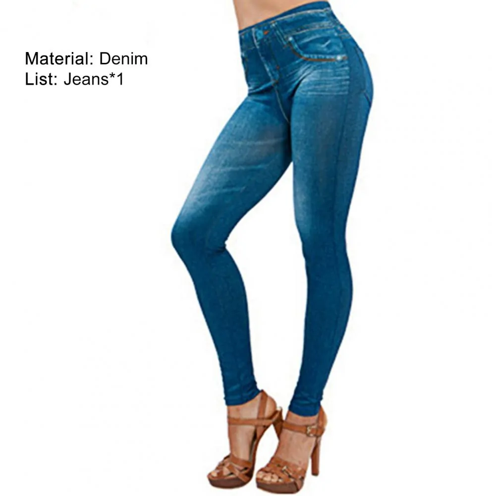 Popular Jeans Denim Print Skin-friendly Print Stretch Pencil Pants Women Jeans Slim