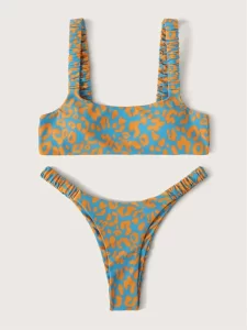 Sexy Micro Bikini Women Orange Leopard Push Up Padded Thong Swimsuit Female Cut Out Bathing Suit Swimwear Trajes De Baño