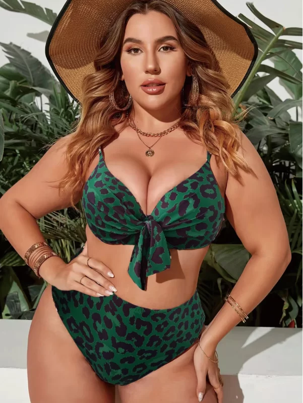 Sexy High Waist Plus Size Bikini Sets Leopard Dot Print Swimwear Women 2024 New Swimsuit Deep-V Bathing Suit Brazilian biquini