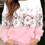 Floral Hoodie O-neck Y2k Hoodie Women Fashion Hoodies Girl Coats Women Sweats Flower Clothes Gifts Coats Round Neck Pullovers